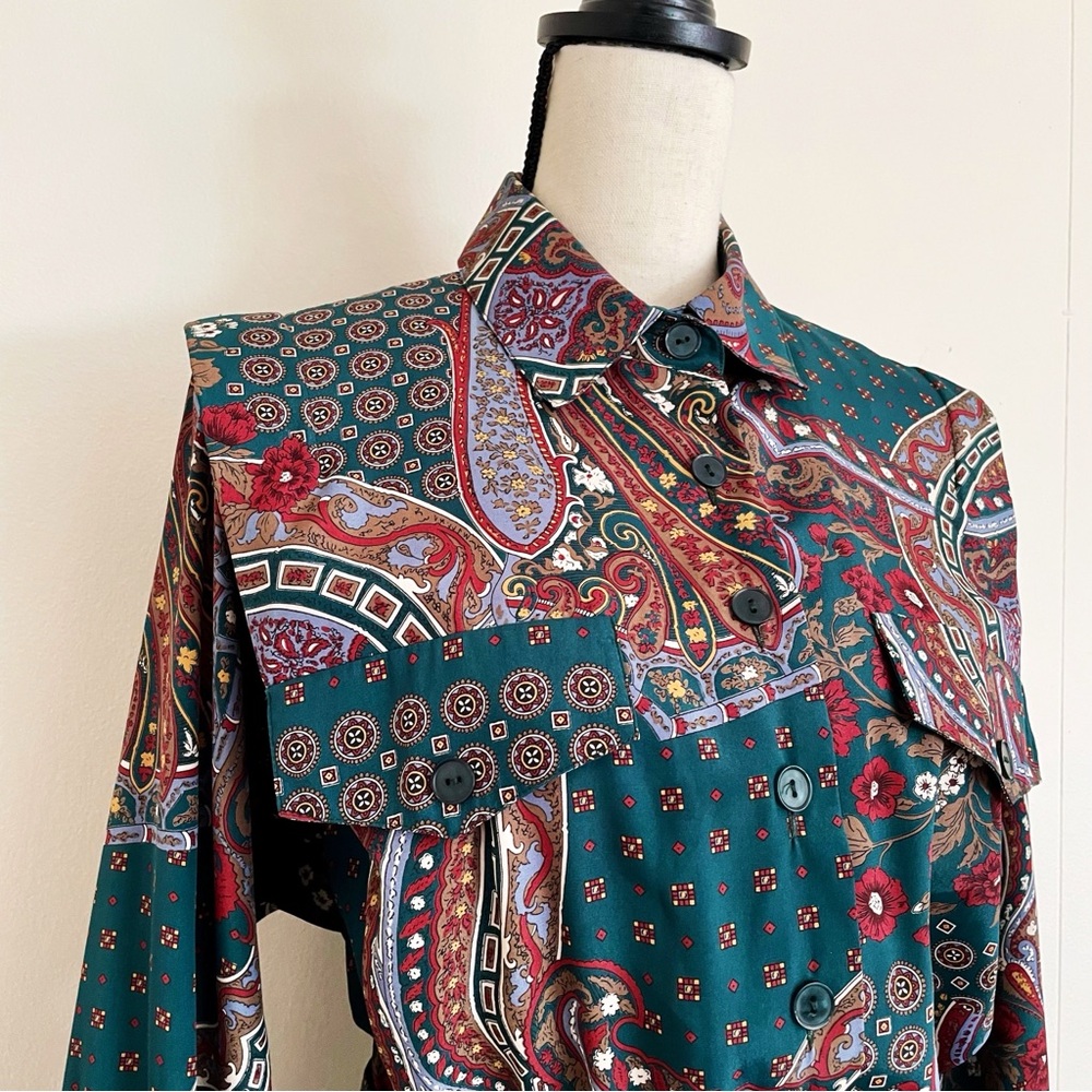 SOLD :: Vintage 80s Paisley Patterned Shirt Dress - Picture 4 of 5